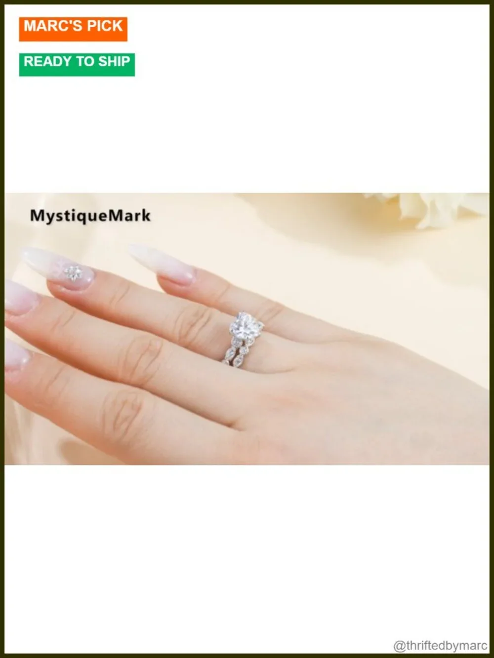 2CT Heart Cut Moissanite Ring Set 925 Sterling Silver Promise Ring